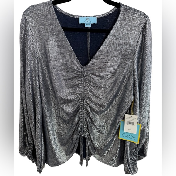 NWT CeCe Silver Shimmer-y Evening Blouse. Large. Get your “Shimmer On”! - Picture 10 of 10